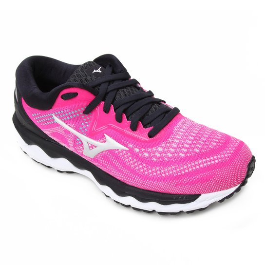 Tênis Mizuno Wave Sky 4 Feminino - Rosa+Preto Menor preço em Tênis Mizuno Wave Sky 4 Feminino - Rosa+Preto