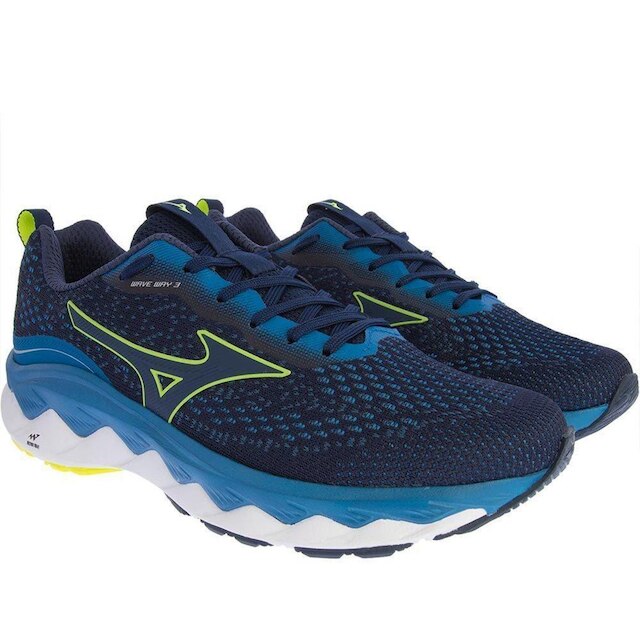 Tênis Mizuno Wave Way 3 Esportivo Masculino Knit Marinho - 43 - Marinho ...