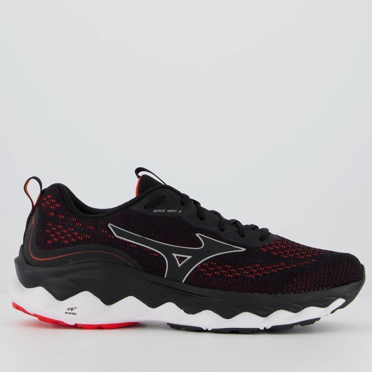 Tênis Mizuno Wave Way 3 Preto e Vermelho - Preto | Netshoes