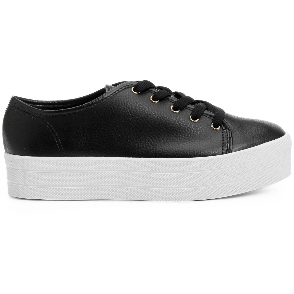 Tênis Moleca Cadarço Solado Alto - Preto | Netshoes
