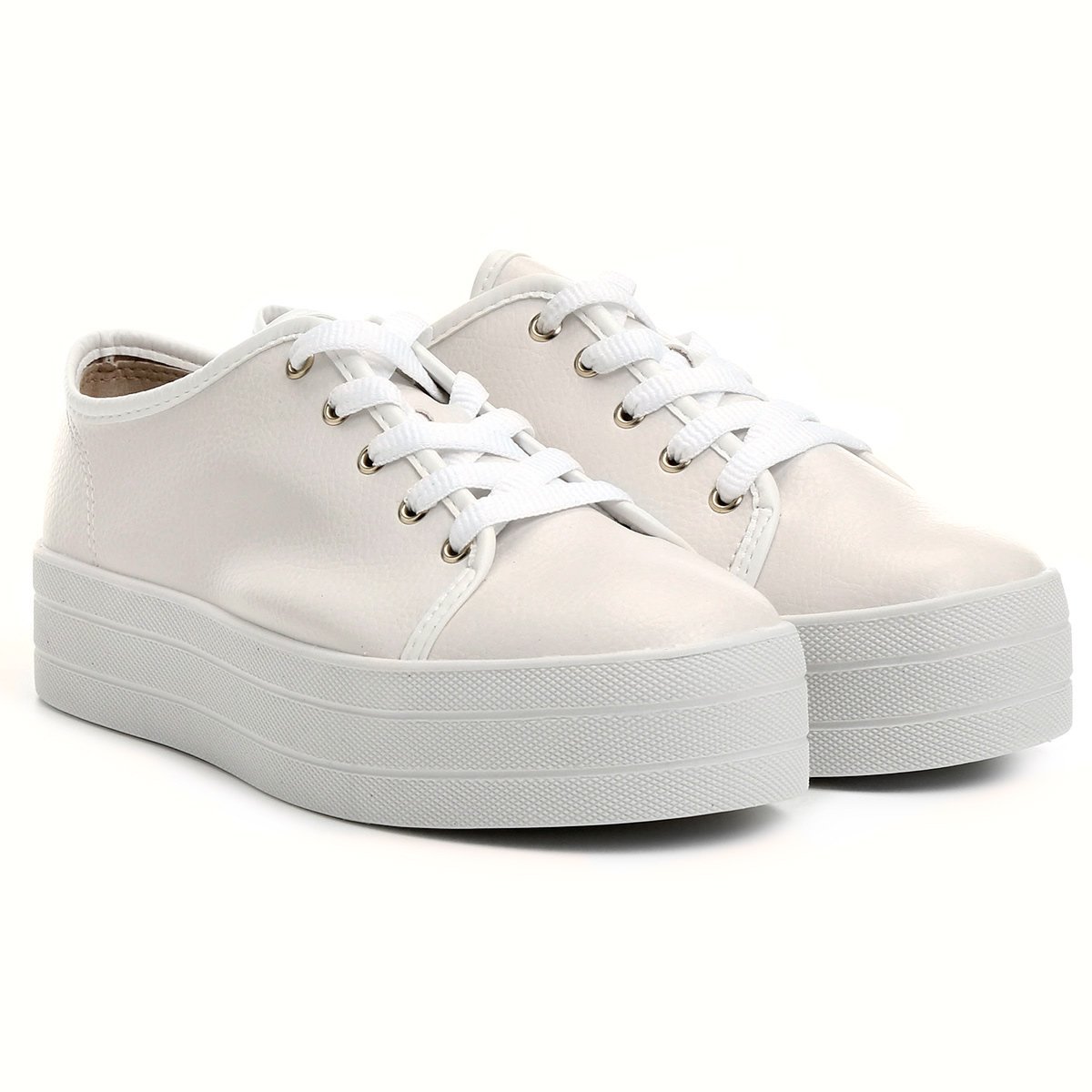 Tênis Moleca Cadarço Solado Alto - Off White | Netshoes