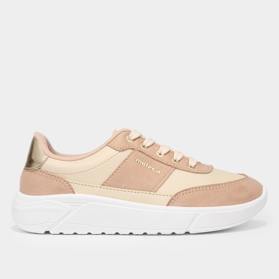 Tênis Moleca Casual Bicolor Feminino - Nude Menor preço em Tênis Moleca Casual Bicolor Feminino - Nude