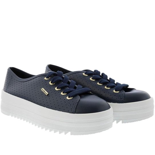 Tênis Moleca Casual Flatform Perfuros Preto - 41 - Azul Menor preço em Tênis Moleca Casual Flatform Perfuros Preto - 41 - Azul