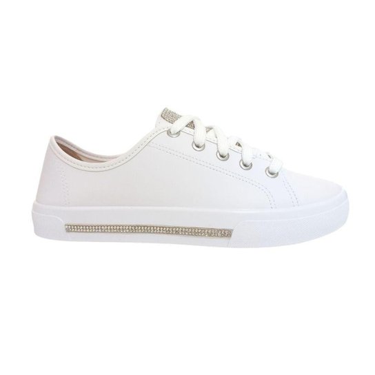 Tênis Moleca Casual Strass Feminino - Branco Menor preço em Tênis Moleca Casual Strass Feminino - Branco