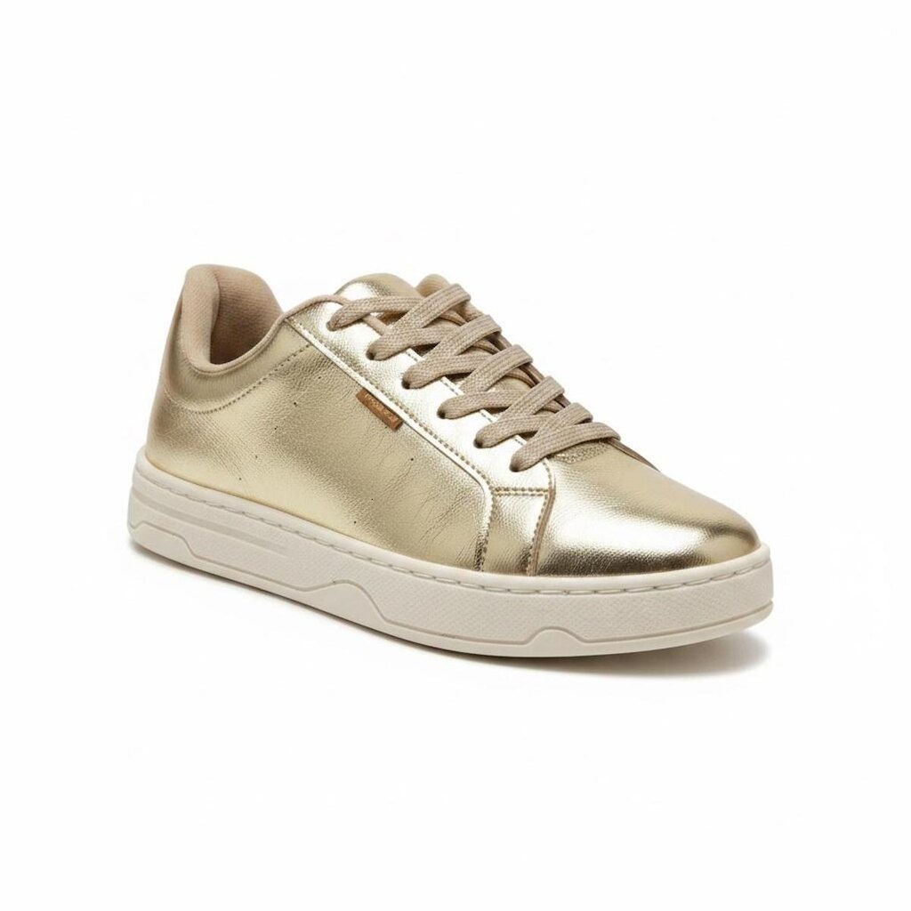 Tênis Moleca Dourado Feminino Brilho Urbano