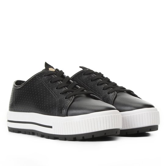Tênis Moleca Microperfuros Amarração II Feminino - Preto Menor preço em Tênis Moleca Microperfuros Amarração II Feminino - Preto