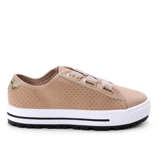 Tênis Moleca Mini Perfuros Feminino - Nude Menor preço em Tênis Moleca Mini Perfuros Feminino - Nude