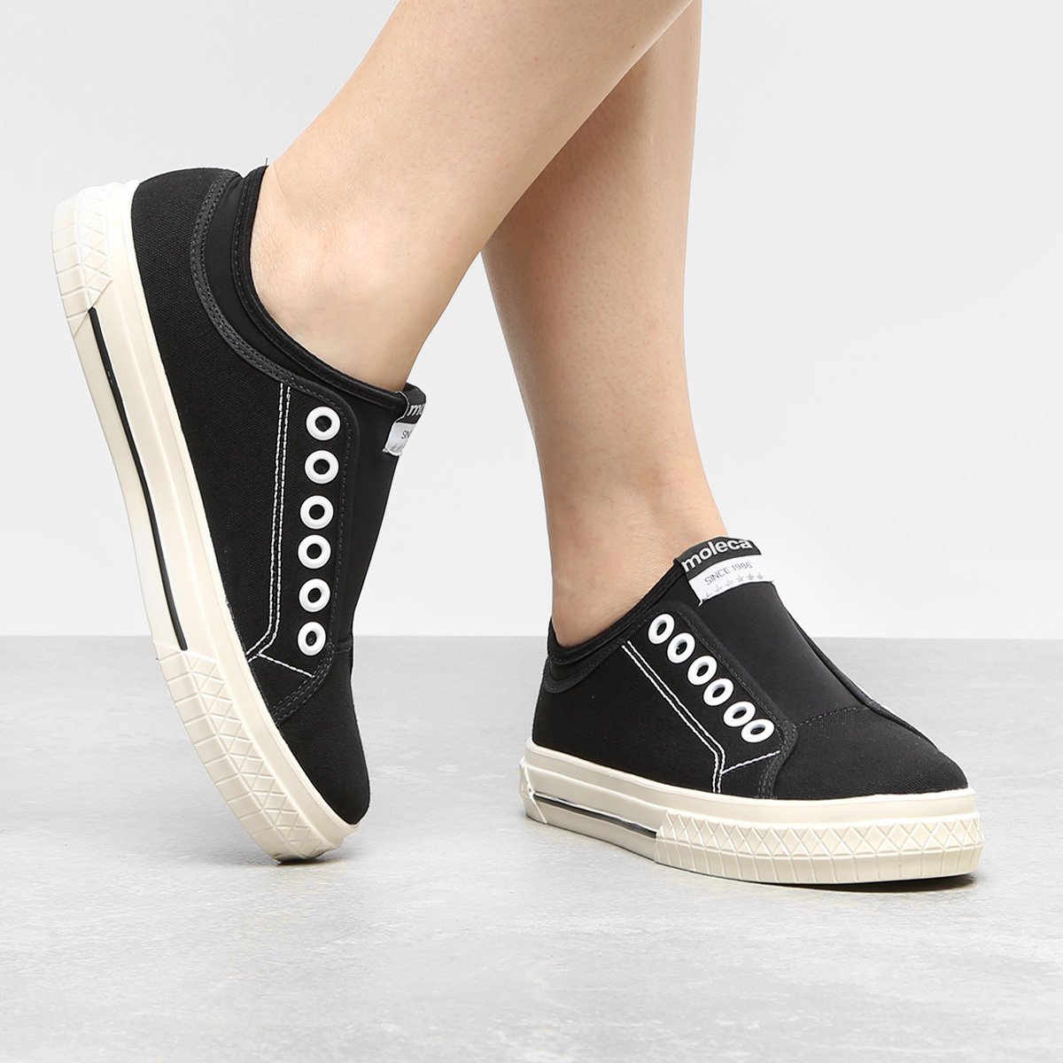 Tênis Moleca Sem Cadarço-564410416237 - Preto | Netshoes