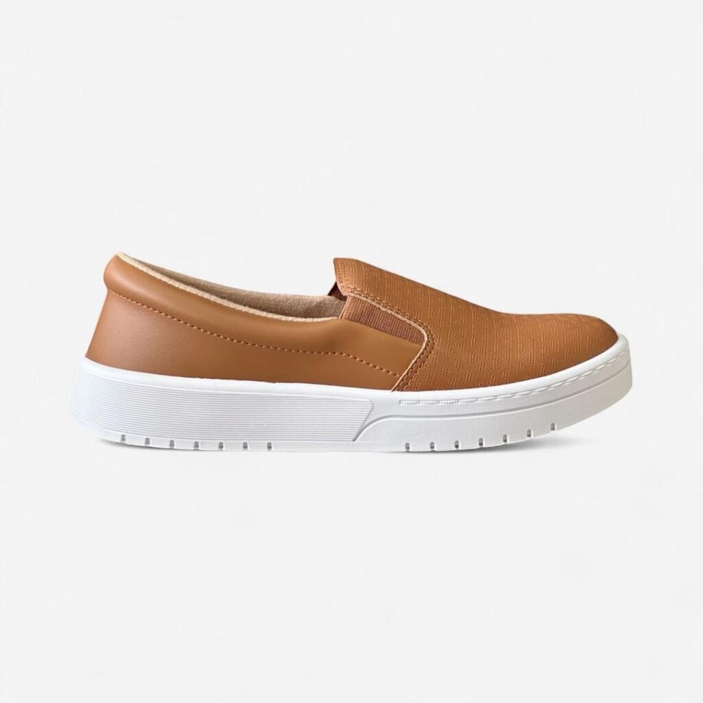 Tênis Moleca Slip On Casual Feminino Caramelo