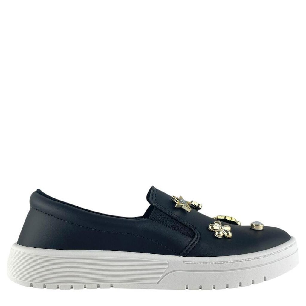 Tênis Moleca  Slip On Urbano Casual com Apliques