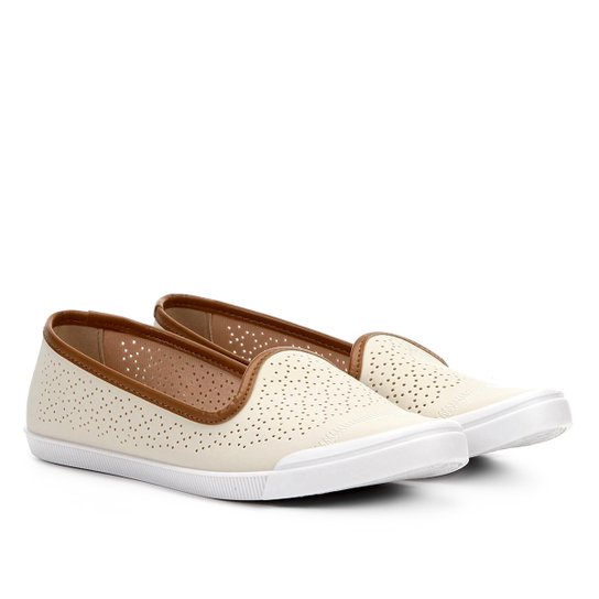 Tênis Moleca Slipper Furinhos Feminino - Off White