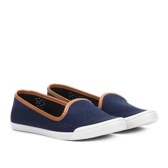 Tênis Moleca Slipper Furinhos Feminino - Marinho