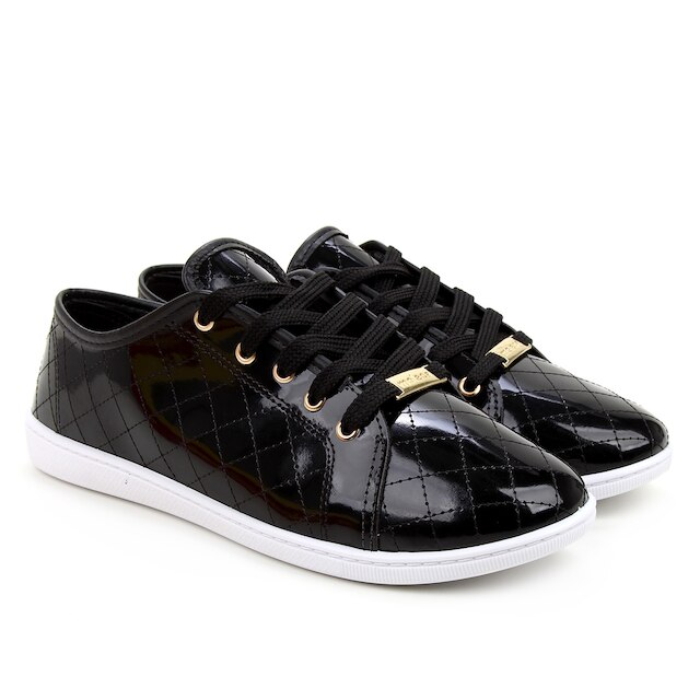 Tênis Moleca Verniz Feminino - Preto Menor preço em Tênis Moleca Verniz Feminino - Preto