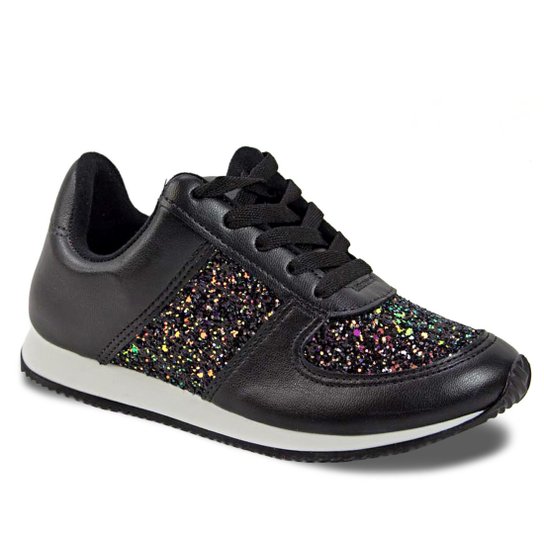 Tênis Molekinha com Glitter - Preto