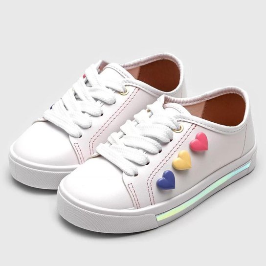 Tênis Molekinha Infantil Corações- Branco - Branco Menor preço em Tênis Molekinha Infantil Corações- Branco - Branco