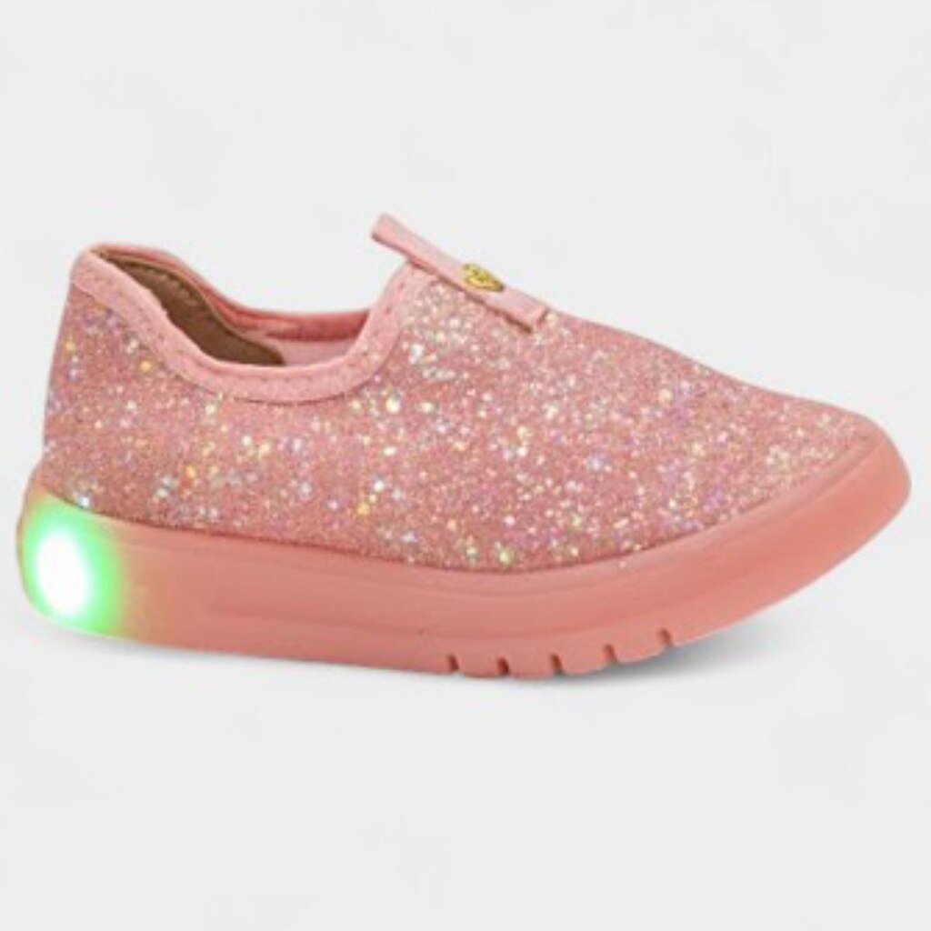 Tênis Molekinha Infantil Glitter Led Menina