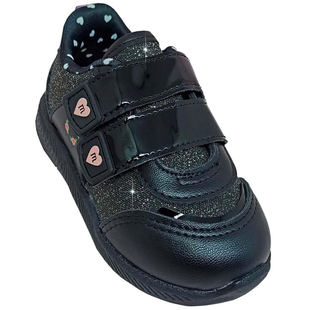 Tênis Molekinha Meninas Lona Glitter Veneza Velcro Ajustável