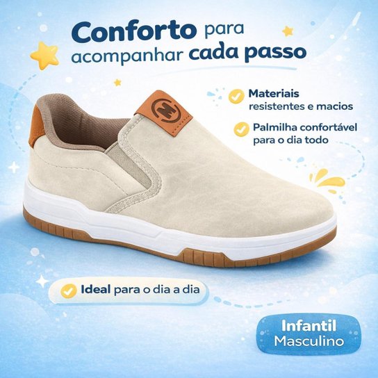 Tênis Molekinho Menino Sem Cadarço Calce Fácil