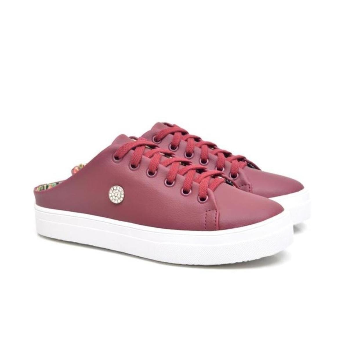 Tênis Mule Feminino Aplicação Prático Dia a Dia - Vinho | Netshoes