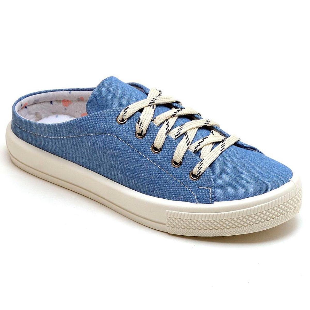 Tênis Mule Feminino Cadarço Cano Baixo Conforto Dia a Dia - Azul Claro |  Netshoes