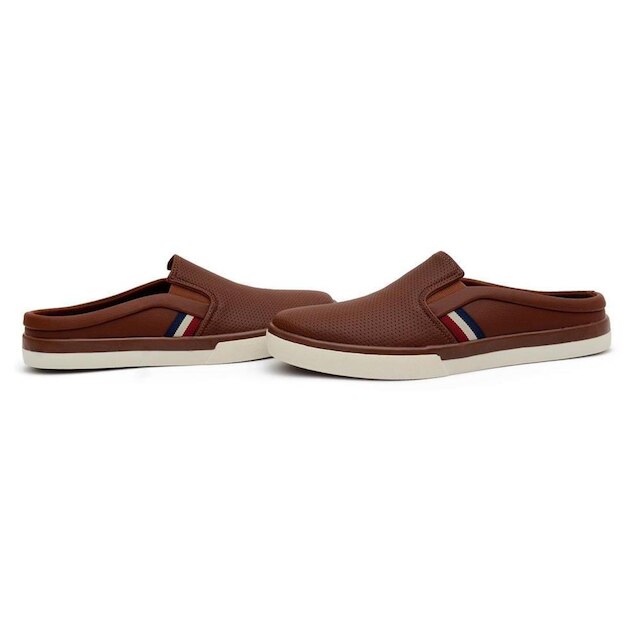 Menor preço em Tênis Mule Slip On Masculino Conforto Macio Dia a Dia - Marrom+Branco