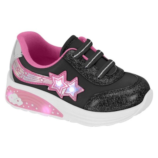 Tênis Multi LED Glitter Verniz Menina Baby Molekinha