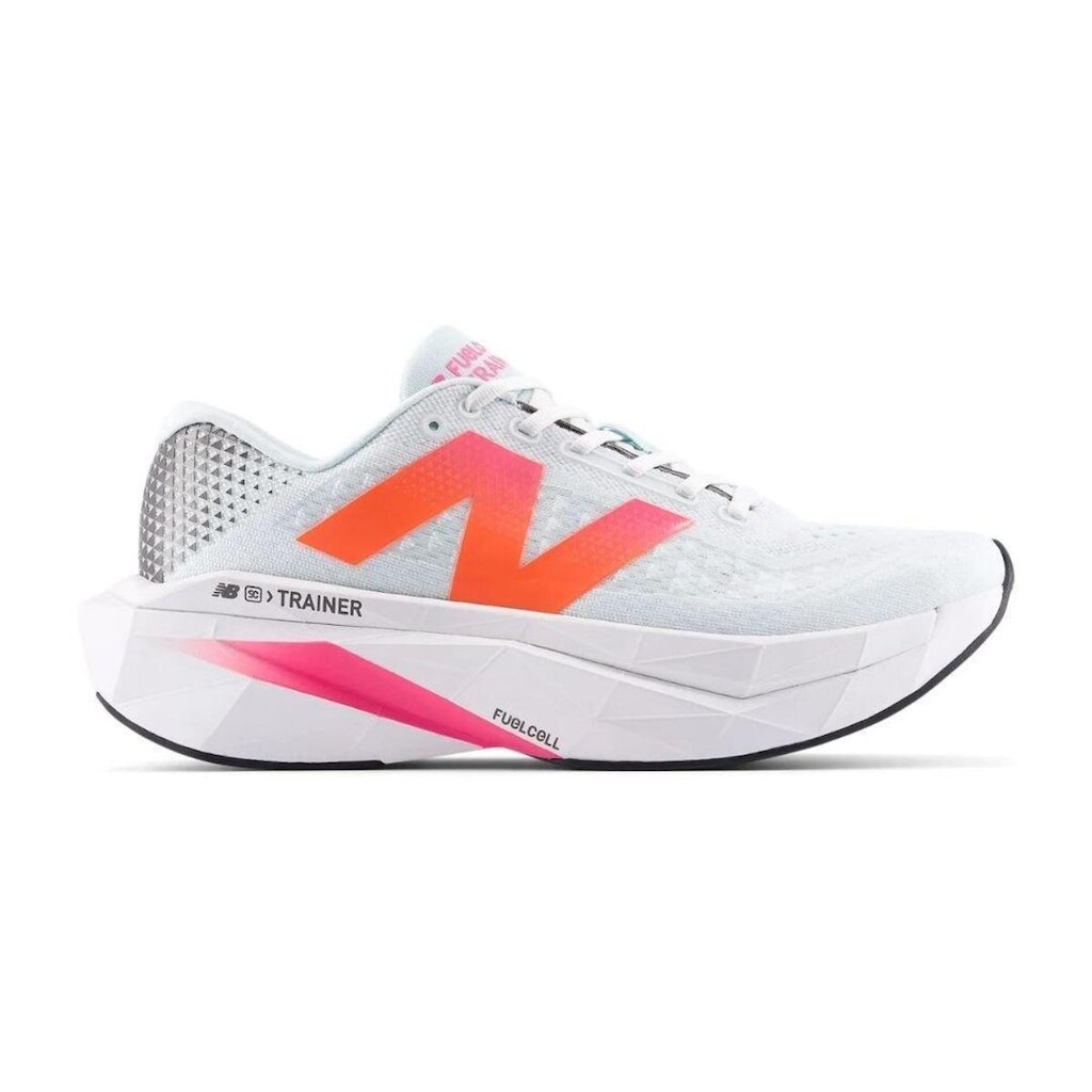 Tênis New Balance FuelCell SuperComp Trainer v3 Masculino Branco e Rosa