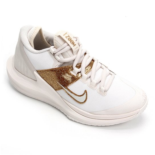 Tênis Nike Court Air Zoom Zero Hc Feminino - Branco e dourado Menor preço em Tênis Nike Court Air Zoom Zero Hc Feminino - Branco e dourado