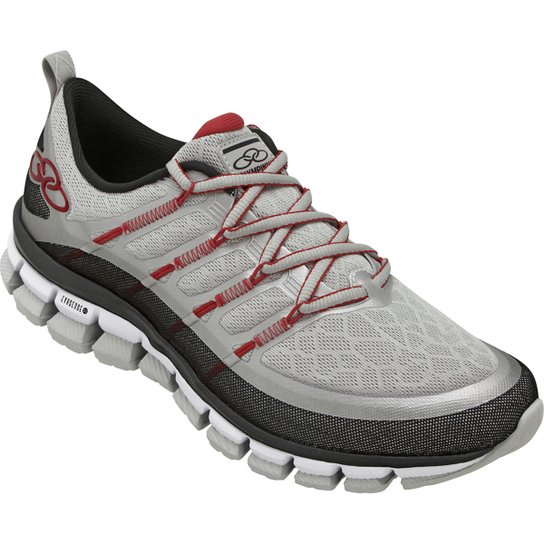 Tênis Olympikus Cyber Masculino - Cinza+Vermelho Menor preço em Tênis Olympikus Cyber Masculino - Cinza+Vermelho