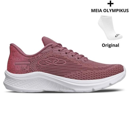 Tênis Olympikus Delta Feminino + Meias Olympikus - Rosa+Branco Menor preço em Tênis Olympikus Delta Feminino + Meias Olympikus - Rosa+Branco