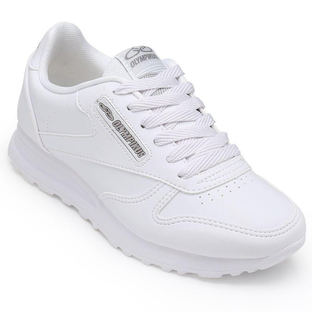 Tênis Olympikus Jogging 100 - Masculino - Tecido Couro Sinté Cor:Branco Menor preço em Tênis Olympikus Jogging 100 - Masculino - Tecido Couro Sinté Cor:Branco
