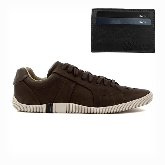 Tênis Osklen Riva Enluvado Antique + Porta Cartão - Marrom+Bege Menor preço em Tênis Osklen Riva Enluvado Antique + Porta Cartão - Marrom+Bege