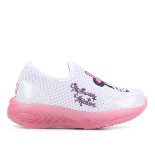 Tênis para Bebê Disney Led Princesas - Branco+Pink Menor preço em Tênis para Bebê Disney Led Princesas - Branco+Pink
