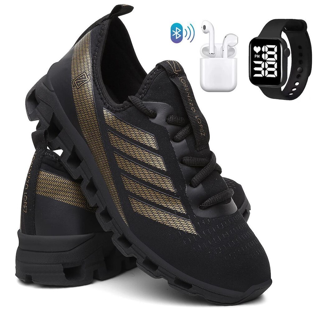 Tênis Para Corrida e Caminhada Masculino Super Leve Esporte com Relógio e Fone