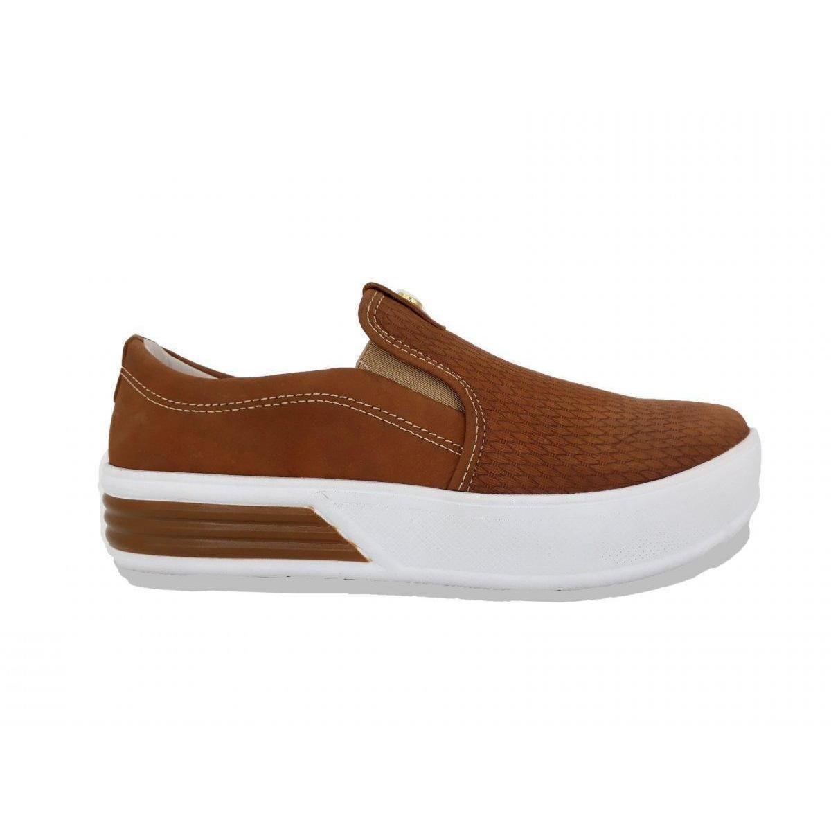 Tênis Pegada de Couro SlipOn Feminino - Marrom | Netshoes