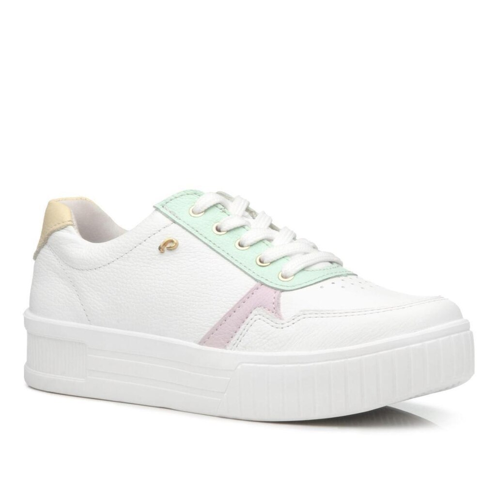 Tenis Pegada Feminino em Couro Branco 212511-02