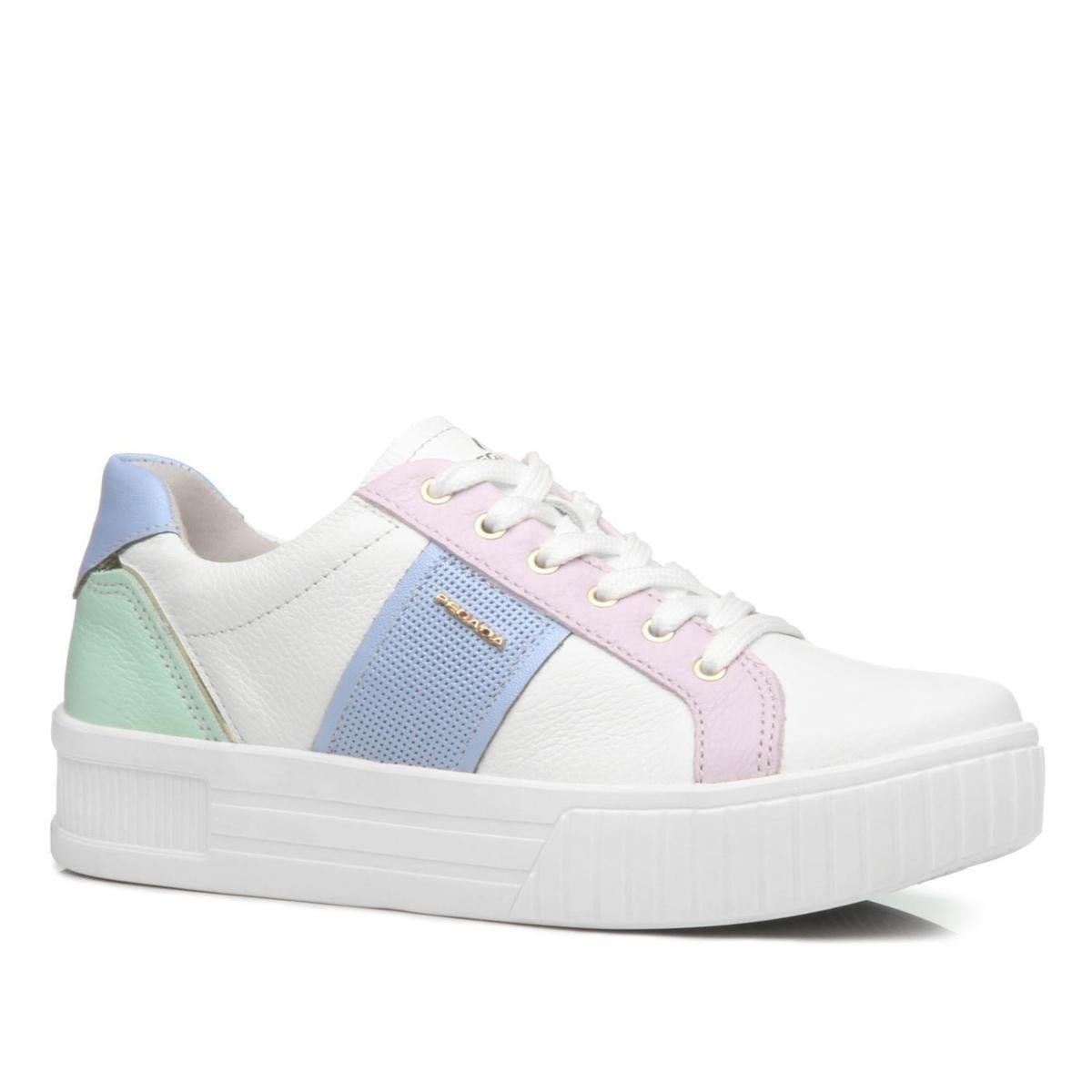 Tenis Pegada Feminino em Couro Branco 212512-04 Menor preço em Tenis Pegada Feminino em Couro Branco 212512-04