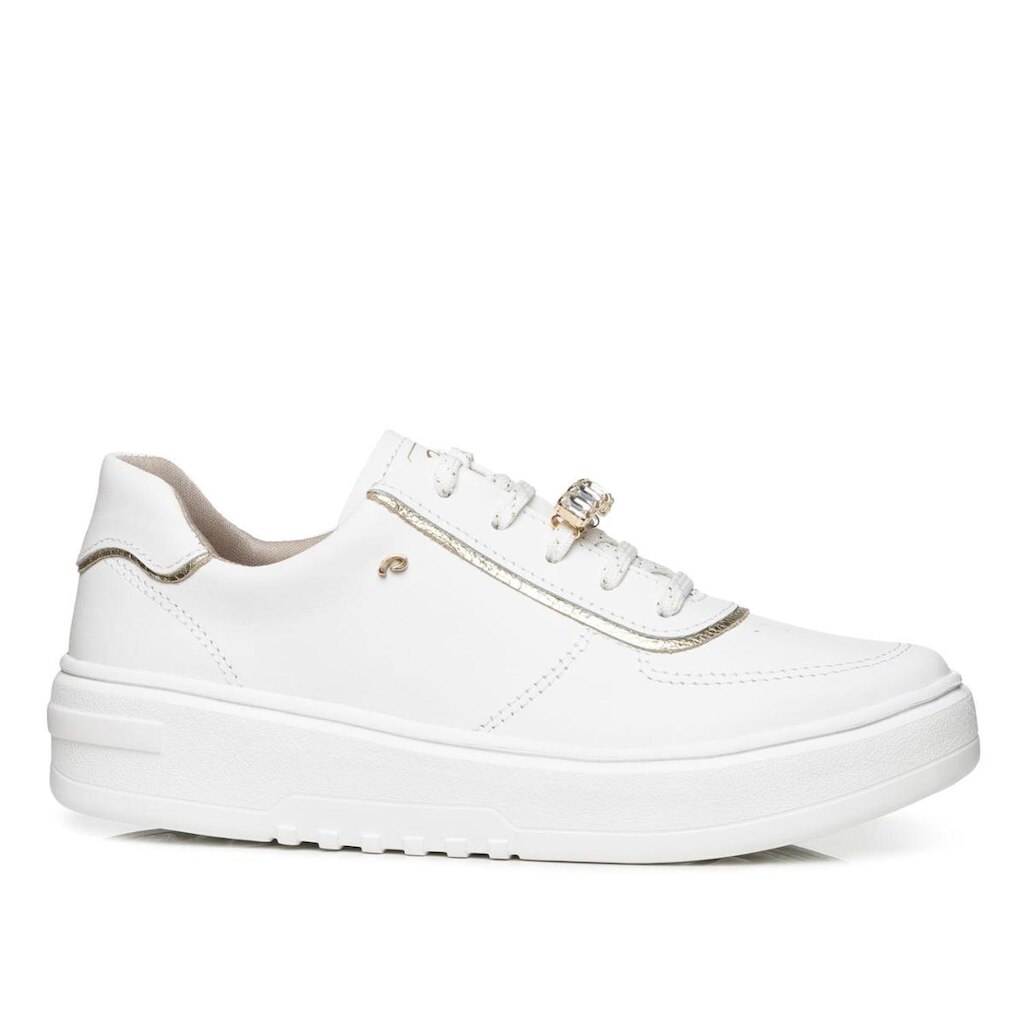 Tênis Pegada Feminino em Couro Branco 213107-01