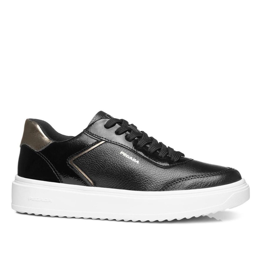 Tênis Pegada Feminino em Couro Preto 211311-02