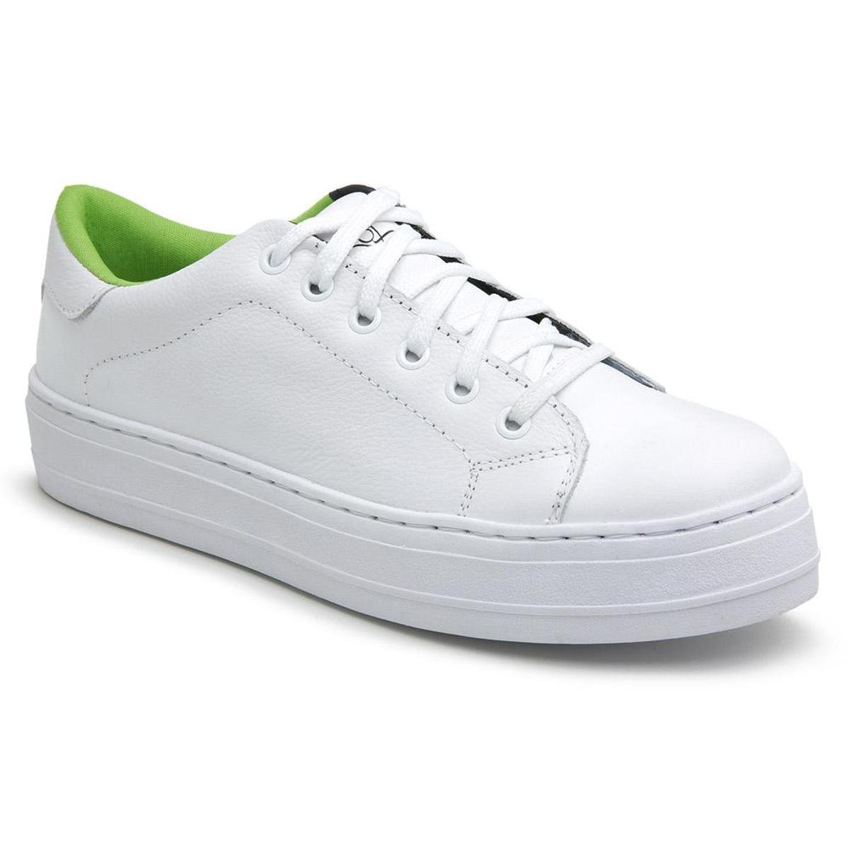 tenis plataforma em couro