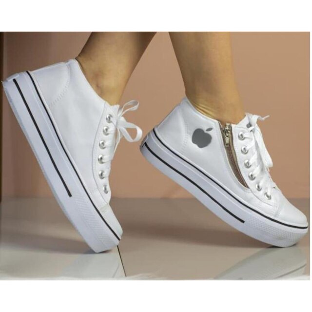 Tênis Plataforma Feminino Via Star Shoes Maçã ref. 1000 - Branco Menor preço em Tênis Plataforma Feminino Via Star Shoes Maçã ref. 1000 - Branco