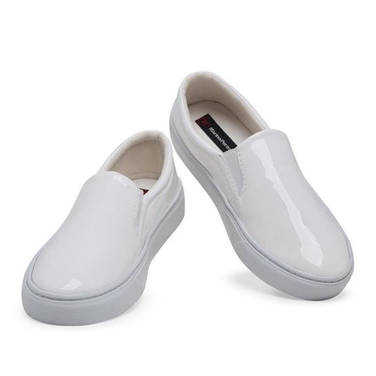 Sapato Fechado Slip On Sapato Branco De Couro Enfermagem Tênis Pra