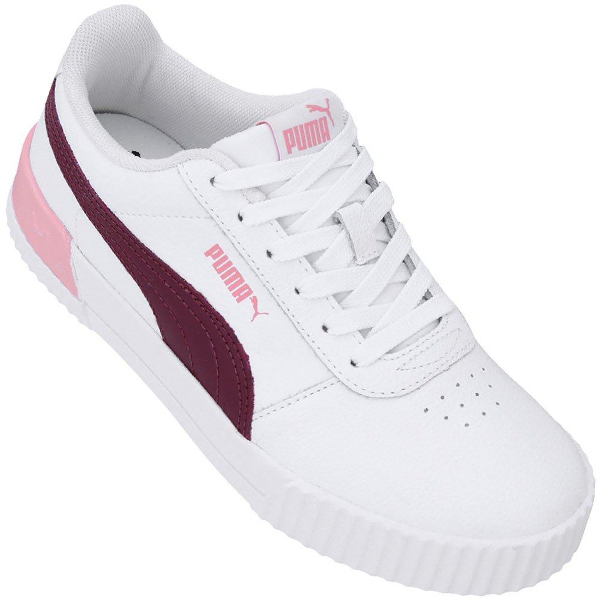 Tenis Puma Carina Vinho Tênis Puma Carina Lux Bdp Feminino Branco+