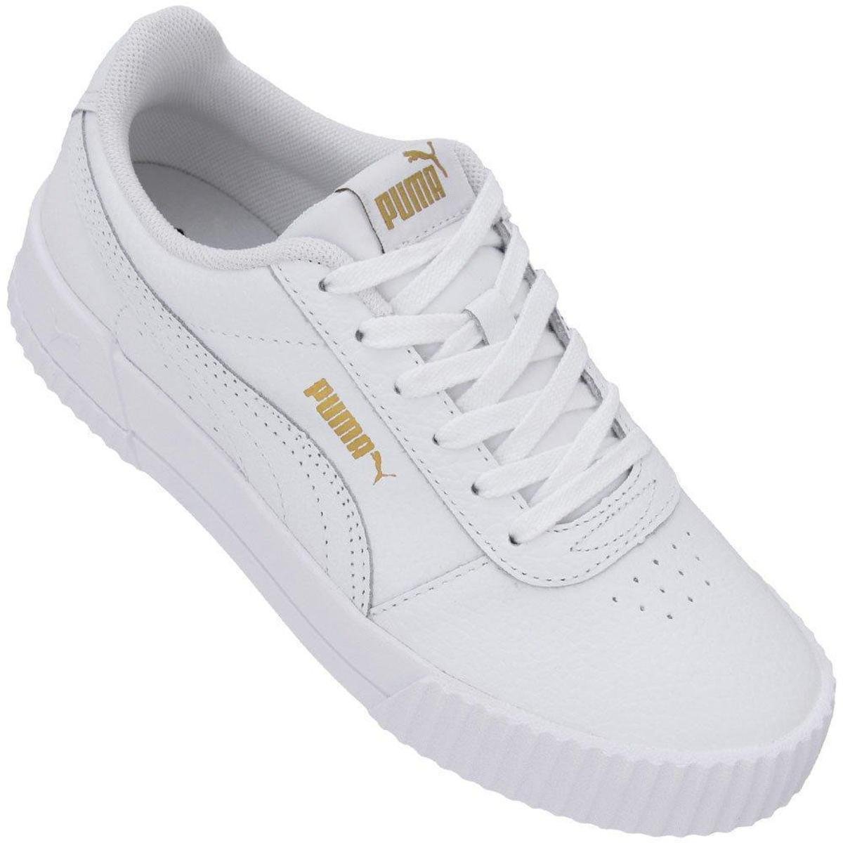 Tênis Da Puma Branco Com Dourado Tênis Puma Carina Lux L BDP