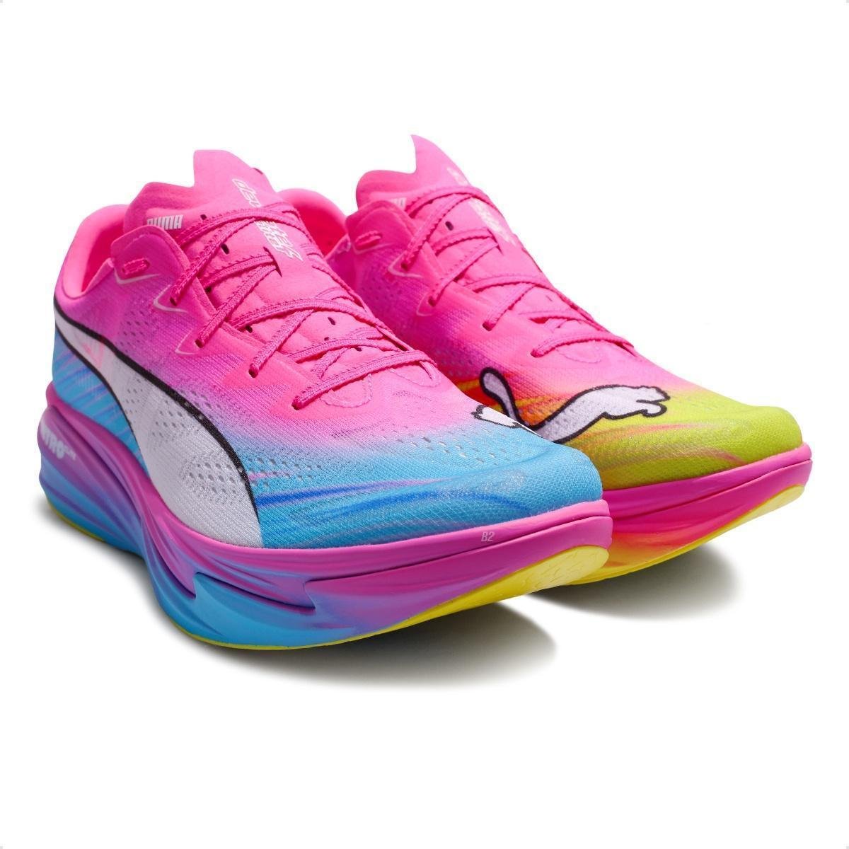 Tênis Puma Deviate Nitro Elite 4 ST Masculino - Rosa+Azul | Netshoes
