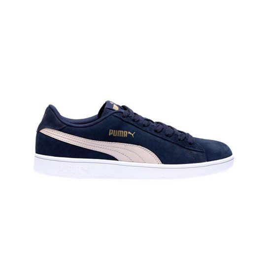 Tênis Puma Masculino Camurça Smash V2 - Azul Escuro Menor preço em Tênis Puma Masculino Camurça Smash V2 - Azul Escuro