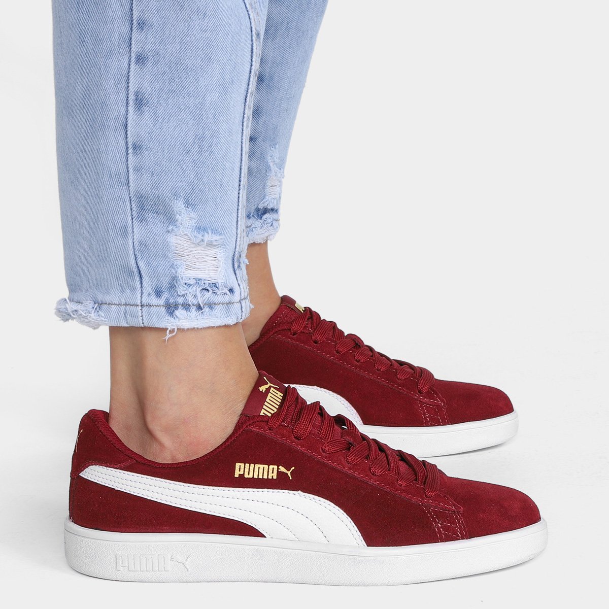 Tênis Puma Smash v2 BDP Feminino Vermelho+Branco Netshoes