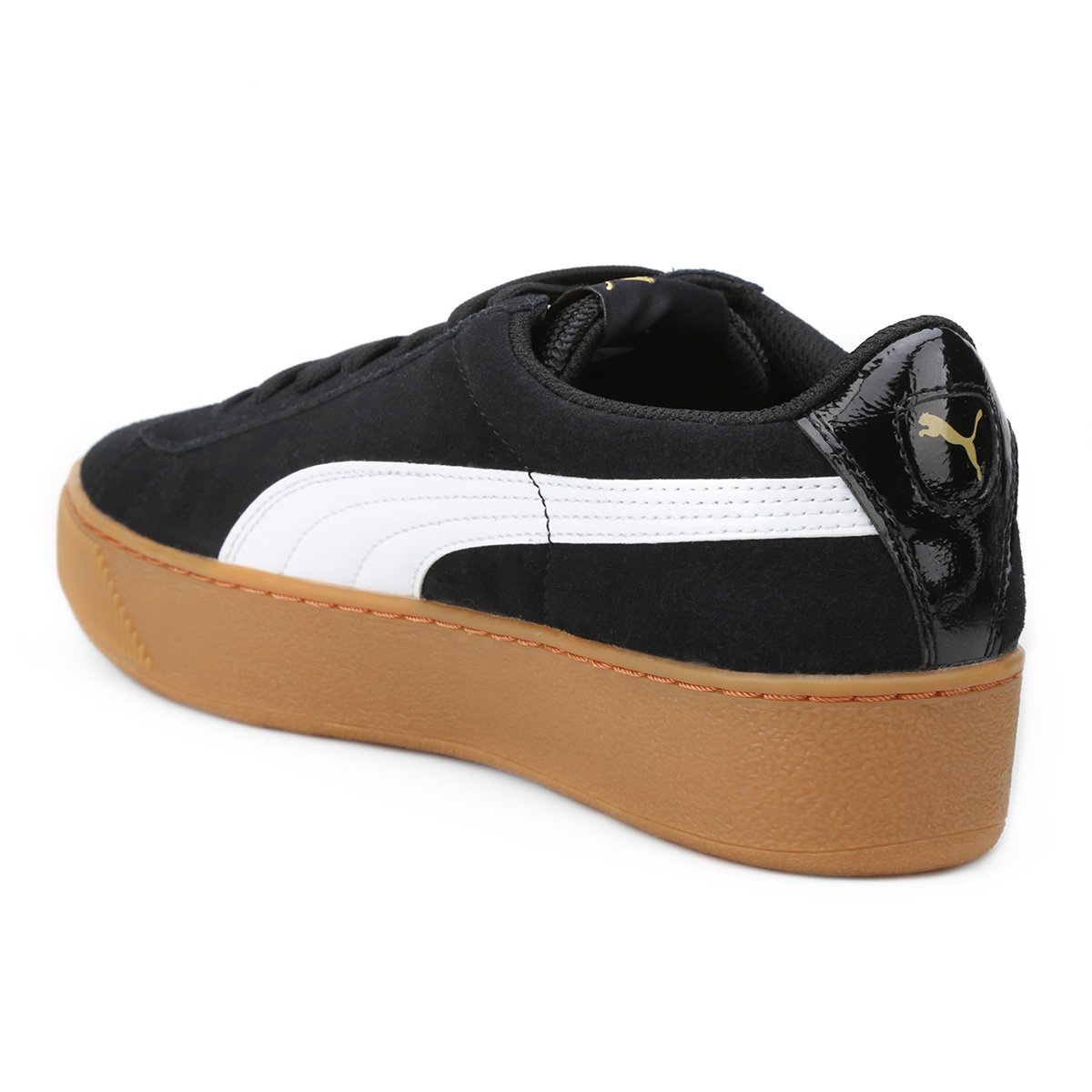 tenis da puma preto com marrom