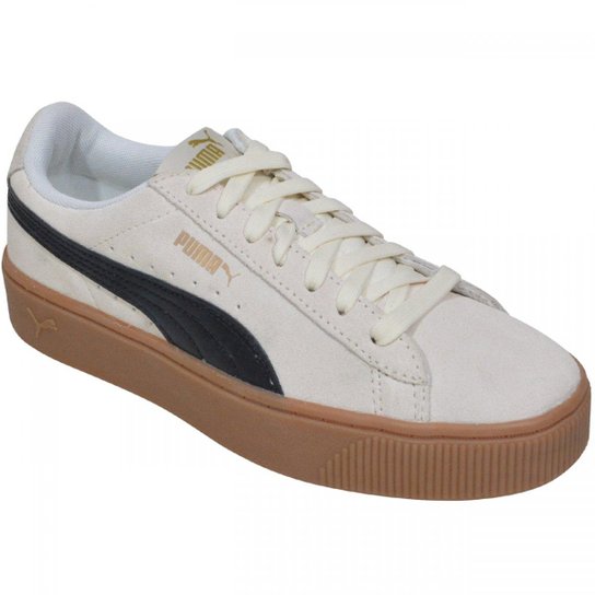 Tênis Puma Vikky Stacked SD Feminino - Bege e Preto Menor preço em Tênis Puma Vikky Stacked SD Feminino - Bege e Preto