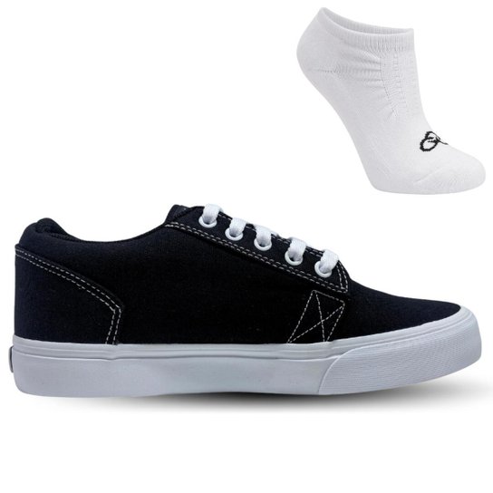 Tênis Qix Allan Mesquita Masculino + Meias Originais - Preto+Branco Menor preço em Tênis Qix Allan Mesquita Masculino + Meias Originais - Preto+Branco